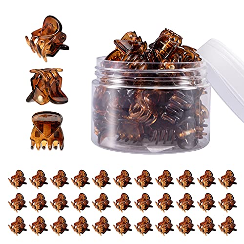 YOHAMA 36 PCS Brown Mini Hair Claw Clips Great for Design Kids and Adult Hairstyles Decoration Buns, Pining Bangs Strong Grip Multifunction Clamp Clips. | Multifunction Durable Small Hair Clips, Women Girl Fixed Messy Bun, Design Hairstyles, Non-Pulling o