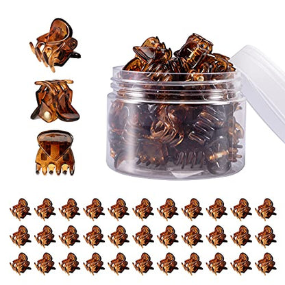 YOHAMA 36 PCS Brown Mini Hair Claw Clips Great for Design Kids and Adult Hairstyles Decoration Buns, Pining Bangs Strong Grip Multifunction Clamp Clips. | Multifunction Durable Small Hair Clips, Women Girl Fixed Messy Bun, Design Hairstyles, Non-Pulling o