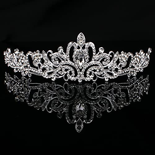 COCIDE Tiara Crowns Crystal Headband Princess Rhinestone Crown with Combs Bride Headbands Bridal Wedding Prom Birthday Party Hair Accessories for Women and Girls (no comb type) - color: A Silver+Clear