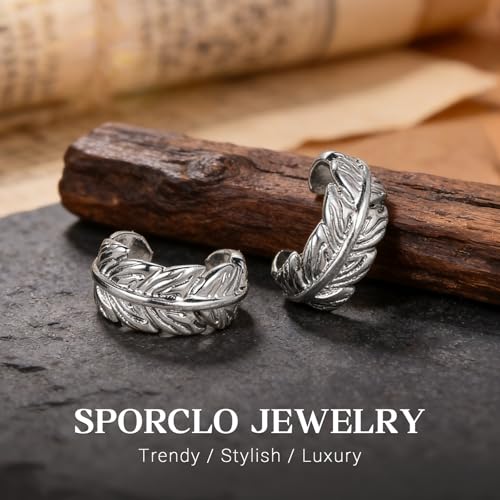 Gothic Clip On Ear Cuff Stainless Steel No Piercing Helix Cartilage | Hypoallergenic,Non Piercing Helix Cartilage,Gold Silver,Fake Earring,Lightweight,Punk Gothic Jewelry Gift Women Men - color: K8-Silver Leaf Design