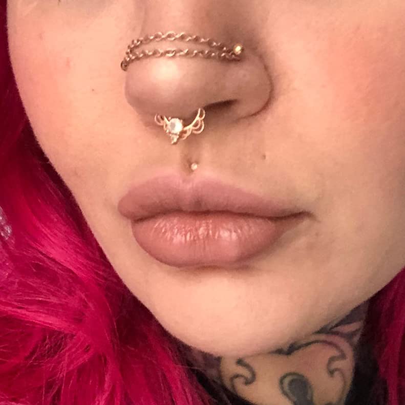 PunkTracker 20G Nose Rings 2mm 2.5mm 3mm CZ Nose Studs | with Chains Surgical Steel Nose Piercing Jewelry Nose Ring Studs - style: Gold, Nose Studs