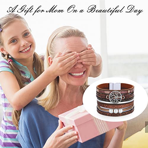 Long tiantian Boho Western Bracelets for Women Leather Wrap Bracelets Turquoise Bracelet Western Jewelry Country Concert Outfits - color: Brown,Turquoise
