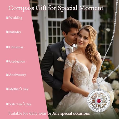 Compass Necklace Sterling Silver Nautical Graduation Gift | 925 Sterling Silver compass pendant with meaningful nautical design, jewelry for women, graduation and travel gift - color: Silver-19