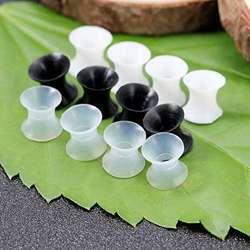 Cisyozi 10G-50mm Thin Silicone Gauges for Ear Flexible Double Flare Gauges Tunnels Expander Stretching Gauge Earlets Plugs Gauges Kit Earlets Retainer Same Sizes 3 Colors - style: 2G=6mm