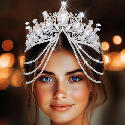Kilshye Rhinestone Wedding Tiaras and Crowns Silver Crystal Bridal Headband Prom Headpiece for Women
