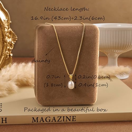 Pearl Necklaces for Women,Dainty Gold Pendant Necklaces Waterproof Jewelry | 14K Gold Plated Pearl Necklaces,Dainty Elegant Wedding Necklace,Small Cute Adjustable Minimalist Necklace,Non Tarnish Jewelry - color: GOLD-3