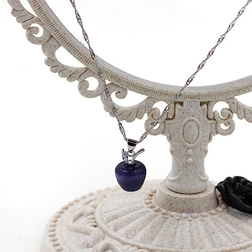 Uloveido Apple Necklace and Earrings Set for Women Cute Apple Jewelry Set for Teacher Mom YL007 - color: Purple