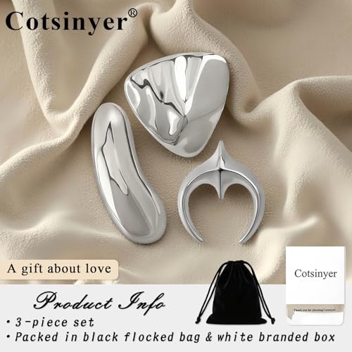 Stainless Steel Brooch Pin for Women & Men,Lapel Pin | Minimalist Statement Elegant Geometric, Sweaters Coat Suit Shawl Collar Shirt Coat Jacket Hat Dress Swim, Velvet Bag & Box - style: Trio-Silver