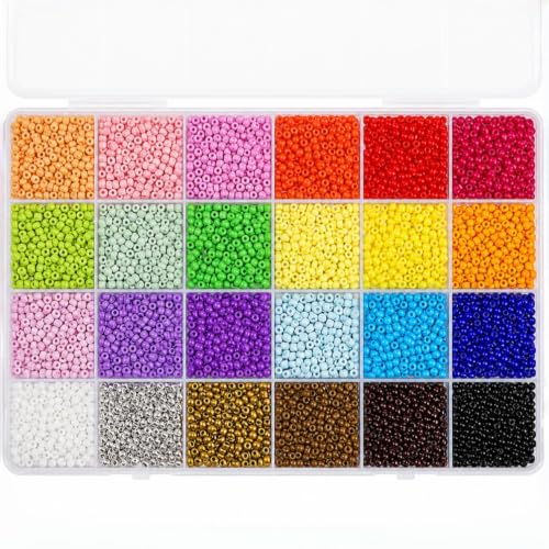 5200 Pcs 3mm Glass Seed Beads for Jewelry Bracelet Making Kit, Small Beads Friendship Bracelet Kit, DIY Art Craft Girls Gifts Mixed Colors - color: Mixed Colors