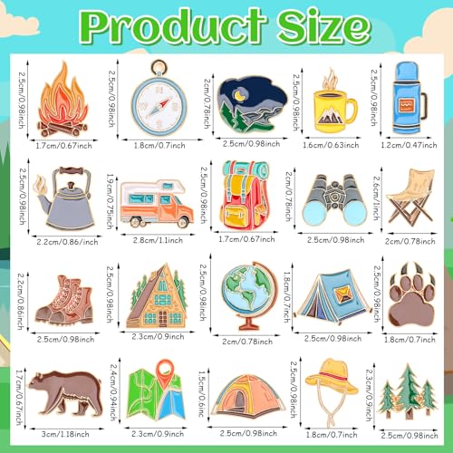 SANNIX 60pcs Camping Enamel Pins, Camp Lapel Pins Outdoor Adventure Brooch Camping Decor Camping Party Supplies Gifts for Campers Clothes Backpacks Hat Jacket Accessories - style: Camping Pins