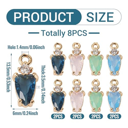 Beadthoven 8pcs Brass Micro Pave Cubic Zirconia Teardrop Charms Diamond Crystal Teardrop Dangle Charms Faceted Rhinestone Drop Pendants for Jewelry Making Necklace Choker Earrings DIY Crafts - color: Mixed Teardrop