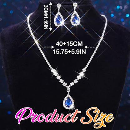 Unicra Bride Crystal Necklace Earrings Set Bridal Wedding Jewelry Sets Rhinestone Choker Necklace Prom Costume Jewelry Set for Women and Brides - color: Dark Blue