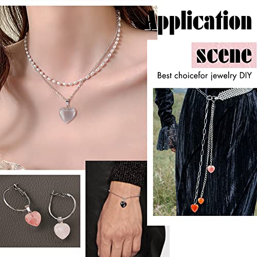 PH PandaHall 25pcs Heart Stone Charms, Crystal Chakra Stone Pendant Love Heart Shape Quartz Gemstone Charms Pendants for Valentine's Day Mother Wedding Birthday Necklace Jewelry Making Keychain - color: 2 Sizes Heart -25pcs
