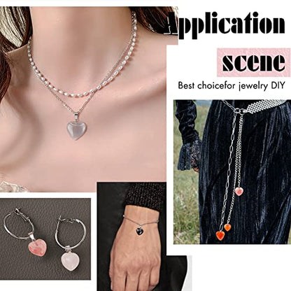 PH PandaHall 25pcs Heart Stone Charms, Crystal Chakra Stone Pendant Love Heart Shape Quartz Gemstone Charms Pendants for Valentine's Day Mother Wedding Birthday Necklace Jewelry Making Keychain - color: 2 Sizes Heart -25pcs