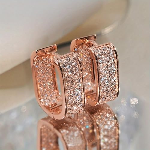 Luxury Paved Cubic Zirconia Hoop Earrings for Women Wedding Trendy Jewelry - color: E2397