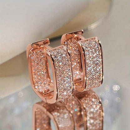 Luxury Paved Cubic Zirconia Hoop Earrings for Women Wedding Trendy Jewelry - color: E2397