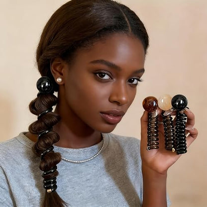 1pcs Set] Premium Spiral Hair Ties - Fashionable And Soft Plastic Hair Coils, (Black), No Damage No Pull Hair Additions, Perfect for Thick Hair, Women And Teens (Everyday Use)