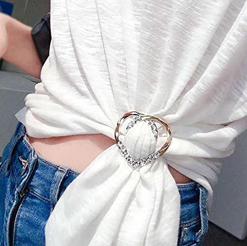 3 Pack Metal Tshirt Clips and Rings 1.9 Inch Large T-shirt Clip Scarf Ring for Girl Women - color: gold