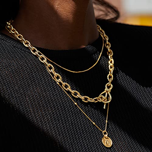 FRUMOS 14K Gold Plated Crystal Pendant Necklace Cubic Zirconia Pendant Necklaces for Women Elegant Pearl Pendant Choker Necklaces - color: Twisted thick chain