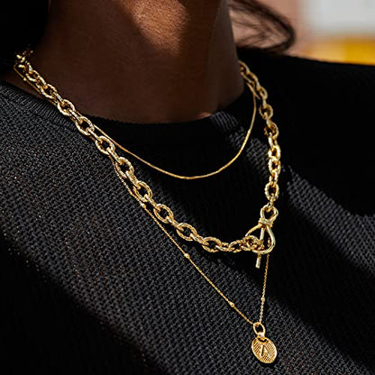 FRUMOS 14K Gold Plated Crystal Pendant Necklace Cubic Zirconia Pendant Necklaces for Women Elegant Pearl Pendant Choker Necklaces - color: Twisted thick chain
