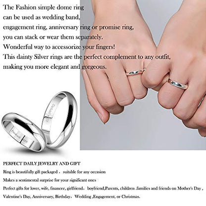 Dankadi Simple Fashion S925 Sterling Silver Ring Smooth Plain Dome Comfort Solid Silver Wedding Ring For Men & Women 3.5 mm 3-13# 24k Real Gold Plated Jewelry - color: Simple style silver