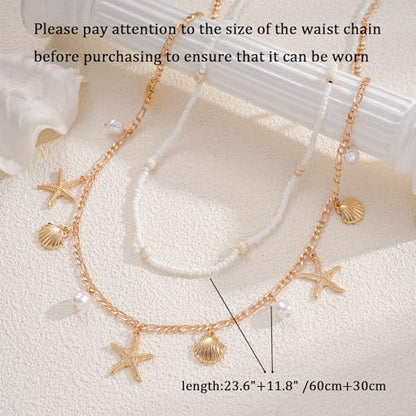 3PCS Gold Waist Chain for Women, Boho Layered 14K Gold Plated Belly Belt Chains Beach Waist Beads Chain, Body Chain for Women Summer Jewelrys Set - style: gd-chunky chain