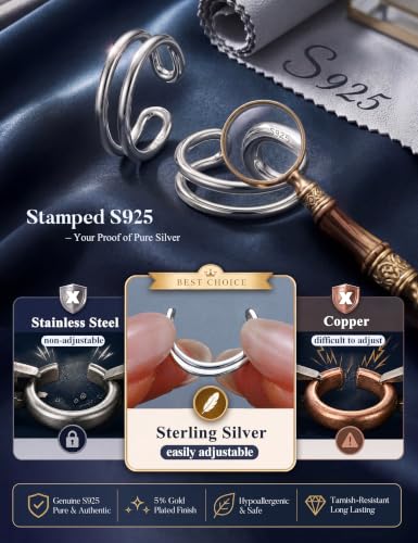Subiceto 925 Sterling Silver Ear Cuffs Non Piercing - Adjustable Hypoallergenic 14K Gold Plated Clip On Earrings for Women Cubic Zirconia Silver Ear Cuff Helix Cartilage Fake Piercing - color: 02 Double Silver Tone