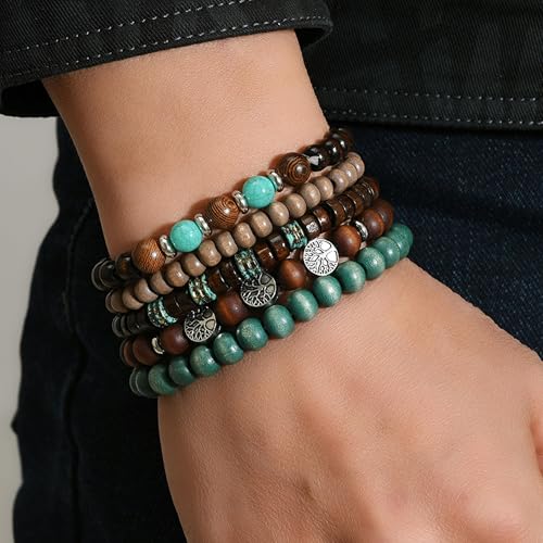 Long tiantian Boho Bracelets for Women Stackable Wooden Bracelet Western Beaded Bracelet Stack Boho Fashion Trendy Jewelry Gifts - color: A3:boho bracelets