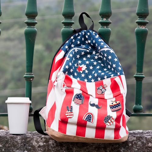 Giegxin 40 Pcs American Flag Pins Bulk Patriotic Lapel Pins Gift American Flag USA Brooch for Backpacks Red White and Blue Brooch Military Gift for Clothes Bags Accessories - style: American Flag