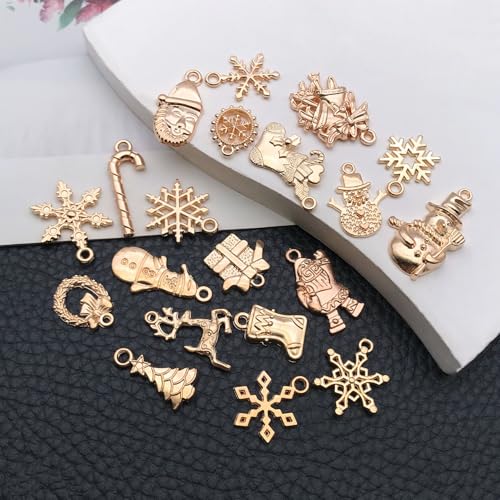 WOCRAFT 60pcs KC Gold Christmas Bracelet Charms for Jewelry Making Sets DIY Necklace Bracelet Keychain Crafting Charms Kit Craft Supplies (SN828) - color: KC Gold, size: Christmas Charms
