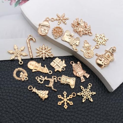 WOCRAFT 60pcs KC Gold Christmas Bracelet Charms for Jewelry Making Sets DIY Necklace Bracelet Keychain Crafting Charms Kit Craft Supplies (SN828) - color: KC Gold, size: Christmas Charms