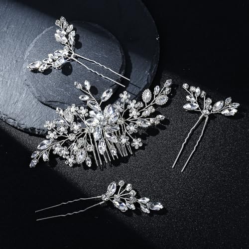 Wedding Hair Accessories: Bridal Headpiece With Hair Piece for Brides (Silver) - color: Silver