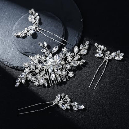 Wedding Hair Accessories: Bridal Headpiece With Hair Piece for Brides (Silver) - color: Silver