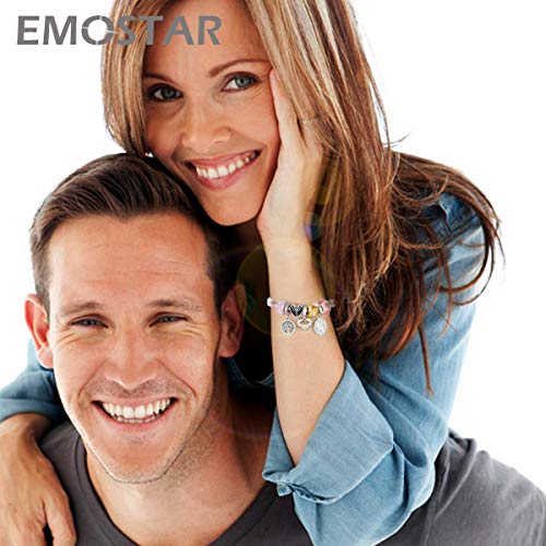 EMOSTAR Jan-Dec Birthstone Charms fits European Birthday Bracelet, Dangle 925 Sterling Silver Heart Shaped Pendant with 12 Months Birthstones, Gifts for Mom/Women - color: August Birthstone