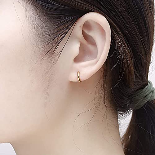 316L Surgical Stainless Steel Huggie Hoop Earrings 6mm 8mm 10mm 11mm 12mm 14mm Hypoallergenic Earrings Hoop Cartilage Helix Lobes Hinged Sleeper Earrings For Men Women - style: B09:8mm Gold (THK 1.5mm)