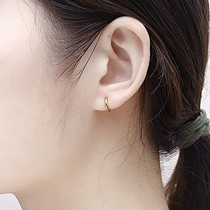 316L Surgical Stainless Steel Huggie Hoop Earrings 6mm 8mm 10mm 11mm 12mm 14mm Hypoallergenic Earrings Hoop Cartilage Helix Lobes Hinged Sleeper Earrings For Men Women - style: B09:8mm Gold (THK 1.5mm)