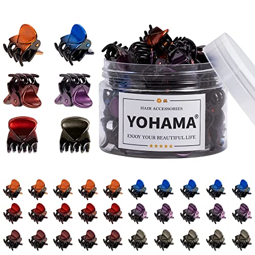 YOHAMA 36Pcs Colorful Mini Hair Claw Clips Kid Adult Strong Hold Bangs Clip | Multifunction Durable Small Hair Clips, Women Girl Fixed Messy Bun, Design Hairstyles, Non-Pulling or Snagging, Clamp Gift - color: Multi-colored(1.4cm)