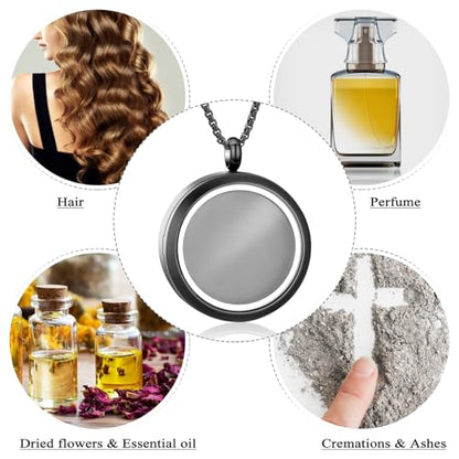 Oinsi Cremation Locket Necklace For Ashes Of Loved One Carry Photo Glass Memorial Urn Jewelry 316L Stainless Steel Keepsake Gifts - color: A-Black
