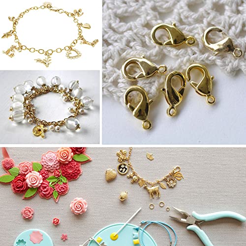 Lobster Clasps 150 PCS 10mm Gold with Jump Rings for Jewelry Making | Durable Rust Resistant Metal Easy Open Design Jump Rings Necklace Bracelet Extender 14K Gold Clasp for DIY Jewelry Repair - color: Gold