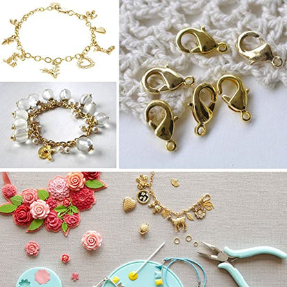 Lobster Clasps 150 PCS 10mm Gold with Jump Rings for Jewelry Making | Durable Rust Resistant Metal Easy Open Design Jump Rings Necklace Bracelet Extender 14K Gold Clasp for DIY Jewelry Repair - color: Gold