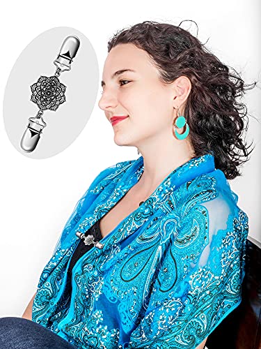 Jetec 4 Pieces Vintage Sweater Shawl Clips Retro Cardigan Collar Dress Shirt Brooch Clips for Women Wearing, 4 Styles - style: Elegant Style