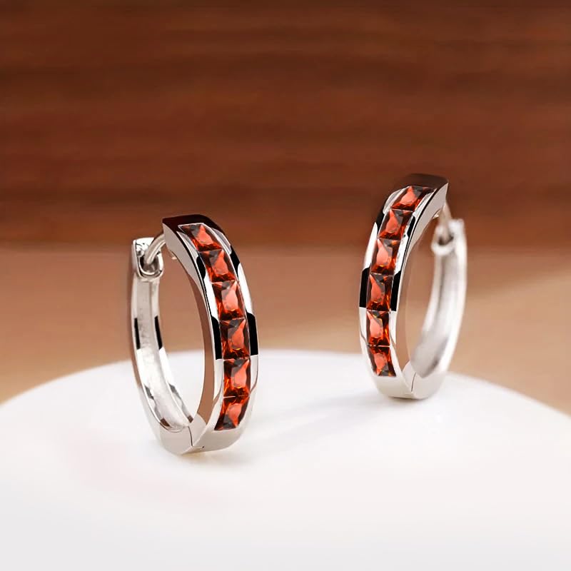 Fashionable Hoop Earrings with Princess Square Cubic Zirconia for Women - color: E3924