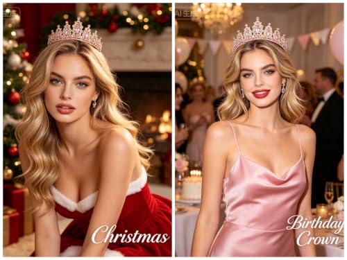 Kamirola - Queen Crown and Tiaras Princess Crown for Women Crystal Headbands for Bridal, Princess for Wedding and Party - color: Pink
