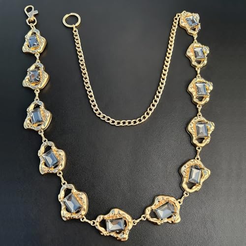 Women's Chain Belt Adjustable Rhinestone Metal Waist Belts for Women Ladies Chain Belt for Dresses - color: S-01