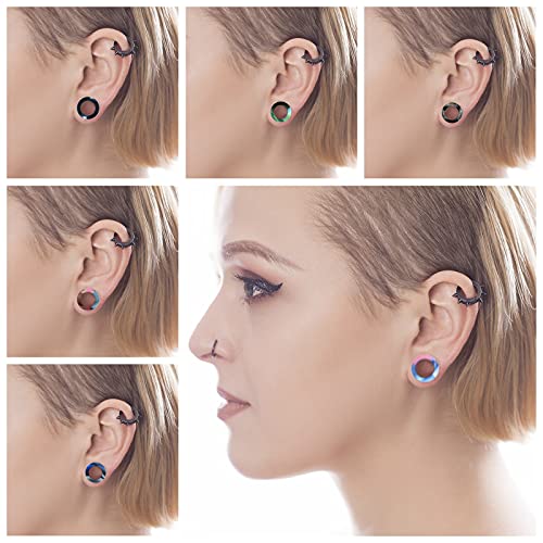 WBRWP 48/32/24/22/20/16/12pcs Ear Tunnels and Plugs - Double Flared Hollow Hard/Soft Silicone Ear Gauges - Ear Expander Stretcher Body Piercing Jewelry 8g-1" - color: D-16PCS soft(thin) silicone set
