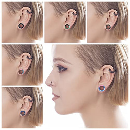 WBRWP 48/32/24/22/20/16/12pcs Ear Tunnels and Plugs - Double Flared Hollow Hard/Soft Silicone Ear Gauges - Ear Expander Stretcher Body Piercing Jewelry 8g-1" - color: D-16PCS soft(thin) silicone set