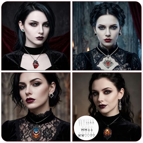 30 Pcs Mystery Jewelry Jar for Women, Gothic Witchy Surprise Jewelry Box with Necklaces Bracelets Rings Earrings Belt Chain and Choker, Multi Style Alternative Romantic Present for Her - color: Gothic