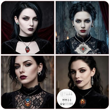 30 Pcs Mystery Jewelry Jar for Women, Gothic Witchy Surprise Jewelry Box with Necklaces Bracelets Rings Earrings Belt Chain and Choker, Multi Style Alternative Romantic Present for Her - color: Gothic