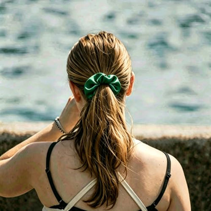 Silk Hair Ties Ponytail Holder Hairs Bow Ropes Elastics Hairtie Accessories Wide 0.8inch on Hair No Damage No Crease for Women Curly Thick Wavy Hair(30Pcs Emerald Green) - color: Emerald Green