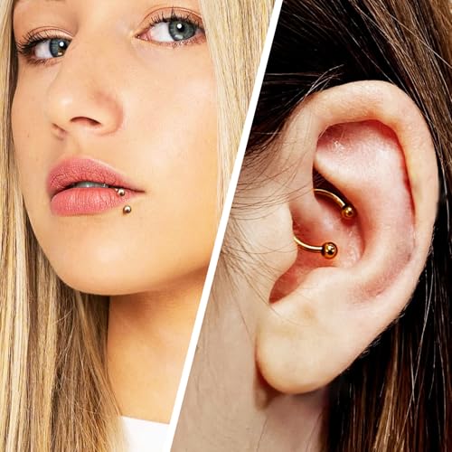 Vsnnsns 14G 16G 18G Septum Rings Piercing Jewelry 316L Stainless Surgical Steel Horseshoe Septum Nose Rings Snake Bite Lip Ring Daith Rook Earrings Smiley Piercing Jewelry for Women Men 8MM 10MM 12MM - color: 18G-8MM Mix Color